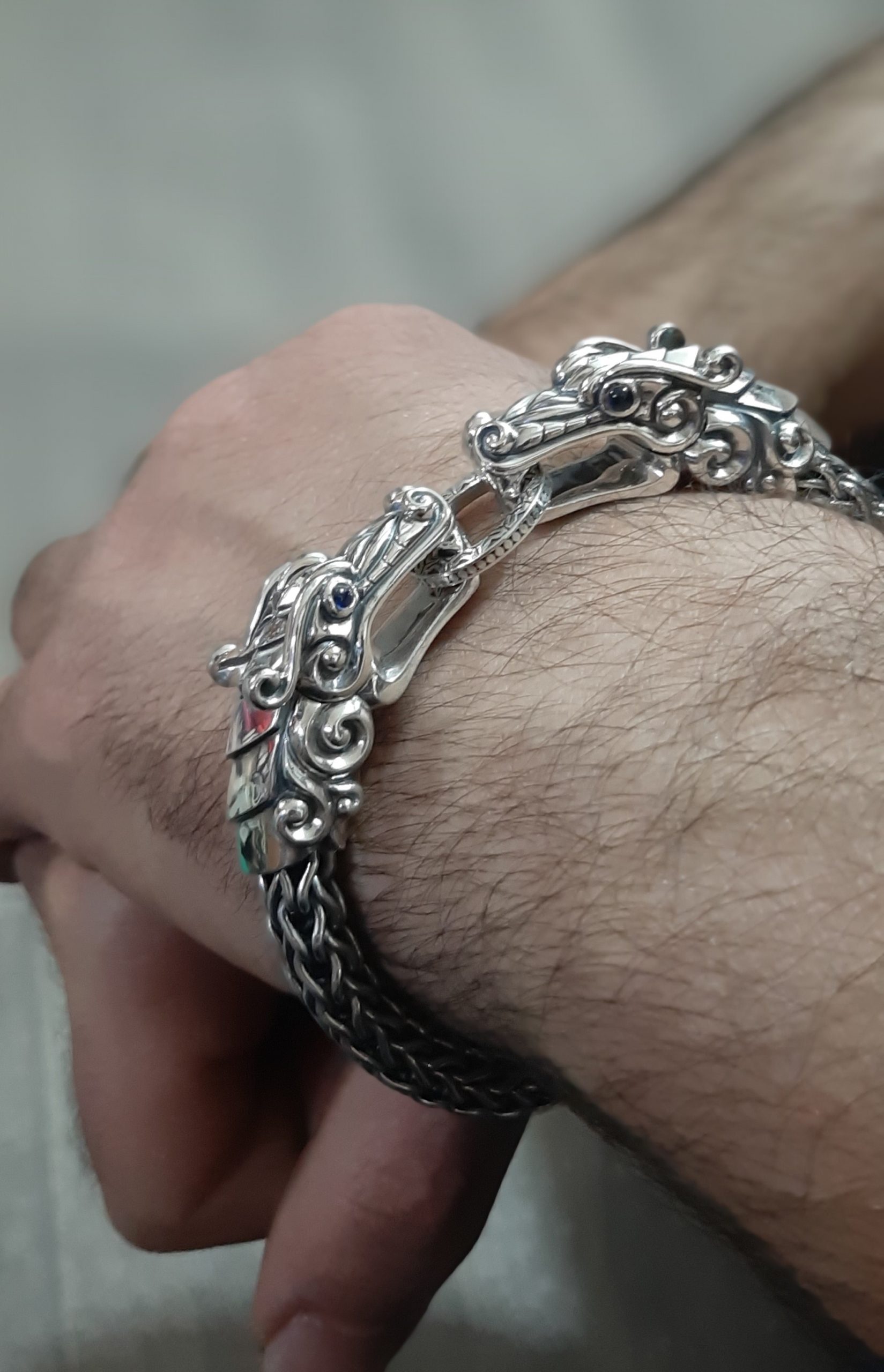 Mens Silver Chain Bracelet | Mens Byzantium Dragon Bones Bracelet with  Turquoise — Discovered