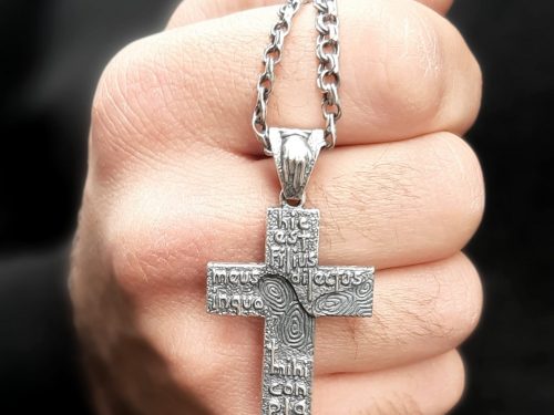 Large Cross with Prayer, Sterling Silver 925, Religious Gift