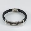 Genuine Leather Bracelet For Men with Chain Sterling Silver 925