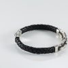 Genuine Leather Bracelet For Men with Chain Sterling Silver 925