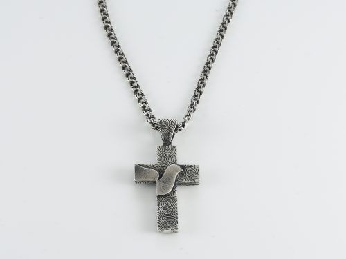 Large Cross with Prayer, Sterling Silver 925, Religious Gift