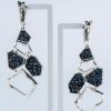 Long Dangle Earrings Sterling Silver 925 with Druzy Rainbow Carborundum