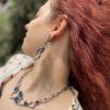Long Dangle Earrings Sterling Silver 925 with Druzy Rainbow Carborundum