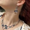 Long Dangle Earrings Sterling Silver 925 with Druzy Rainbow Carborundum