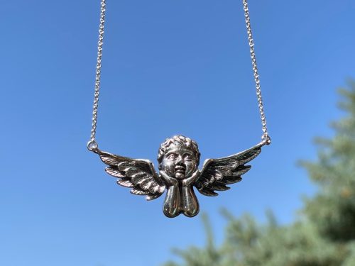 Guardian Angel Necklace, Baby Angel Pendant Sterling Silver 925