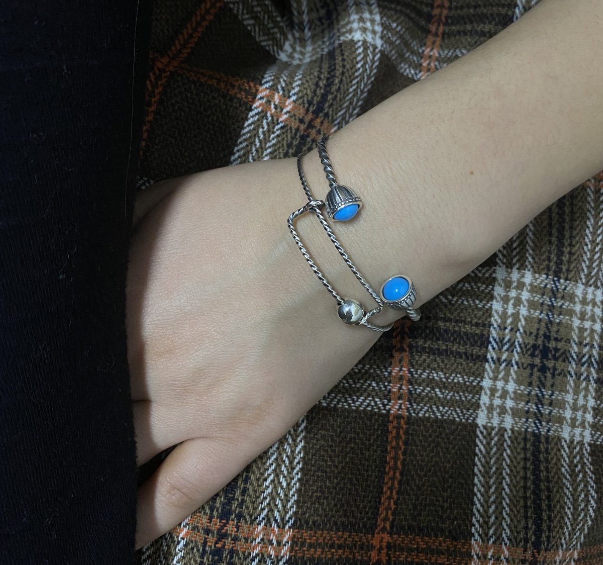 Cuff Bracelet Sterling Silver 925 with Turquoise