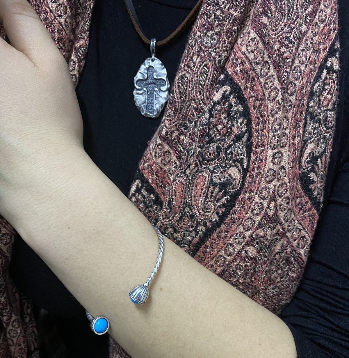 Cuff Bracelet Sterling Silver 925 with Turquoise