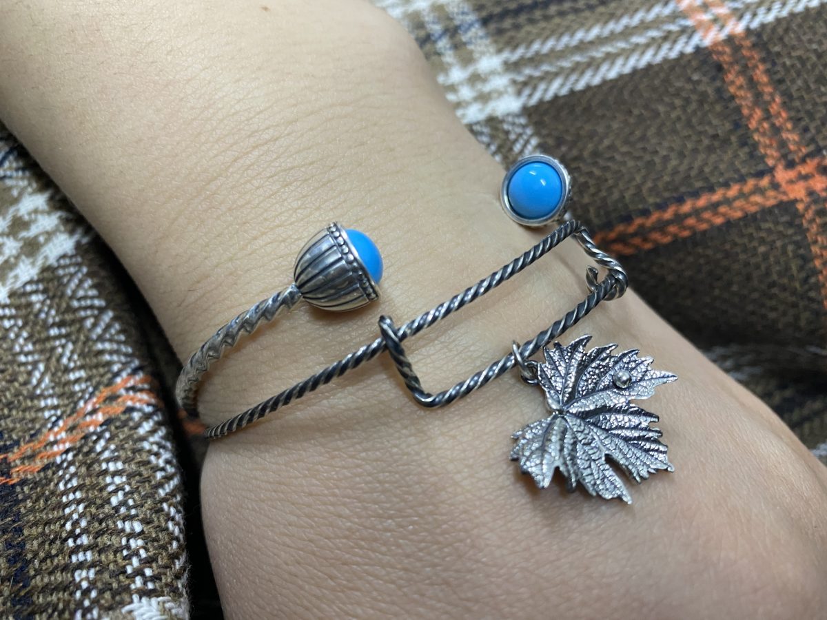 Bangle Bracelet Grape Leaves Sterling Silver 925