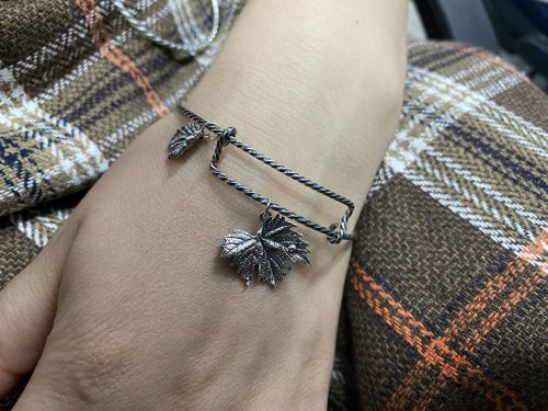 Bangle Bracelet Grape Leaves Sterling Silver 925