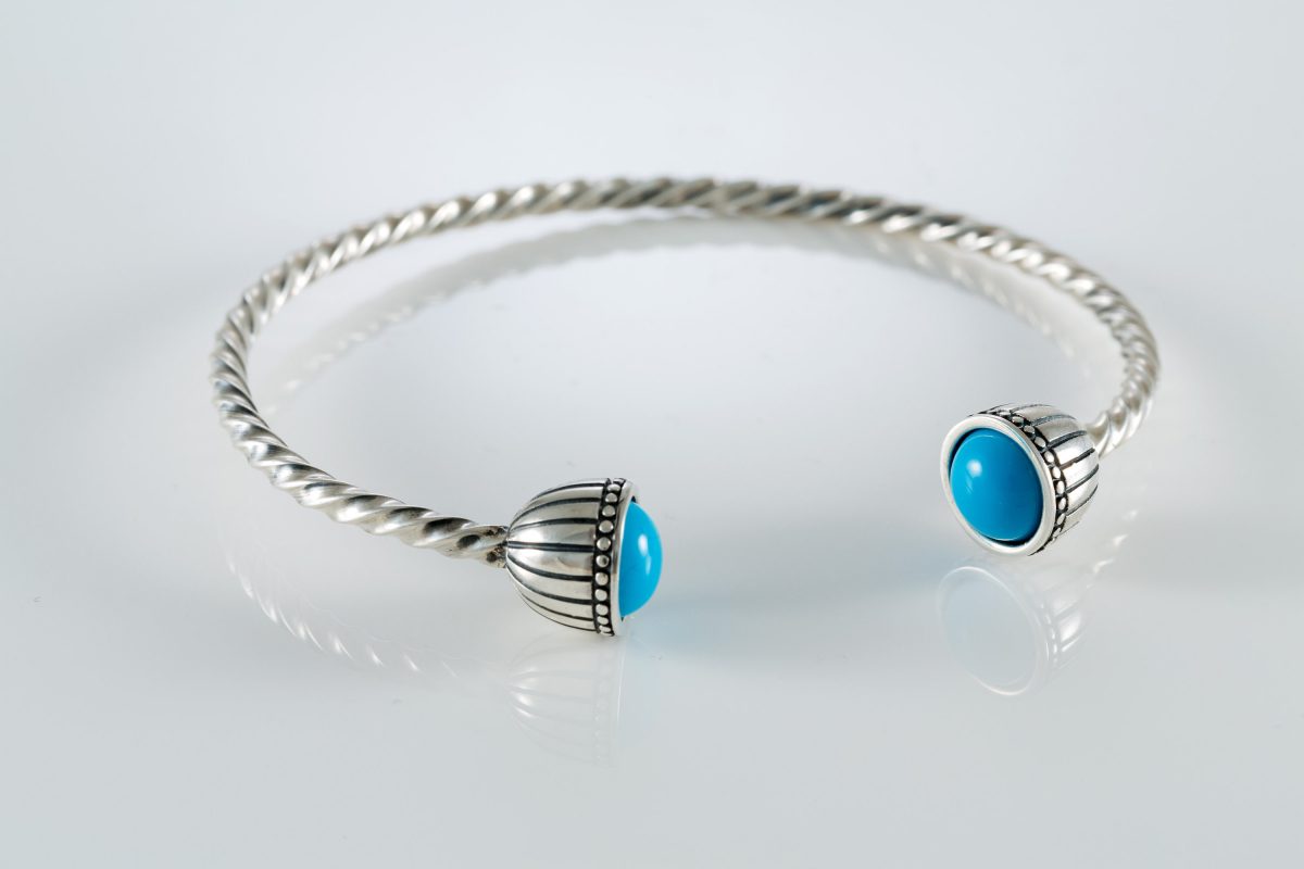 Cuff Bracelet Sterling Silver 925 with Turquoise