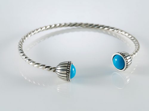 Cuff Bracelet Sterling Silver 925 with Turquoise