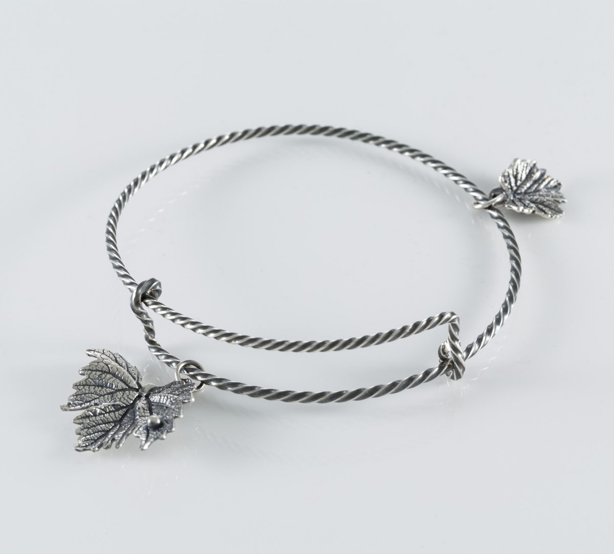 Bangle Bracelet Grape Leaves Sterling Silver 925