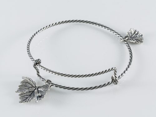 Bangle Bracelet Grape Leaves Sterling Silver 925