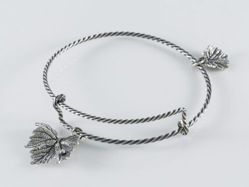 Bangle Bracelet Grape Leaves Sterling Silver 925