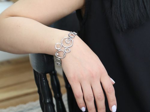 Silver Wide Bracelet Air, Statement Bracelet