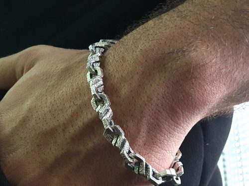 Heavy Men's Bracelet Sterling Silver 925, Massive Brutalist Bracelet