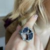 Large Ring Sterling Silver 925 with Druzy Rainbow Carborundum