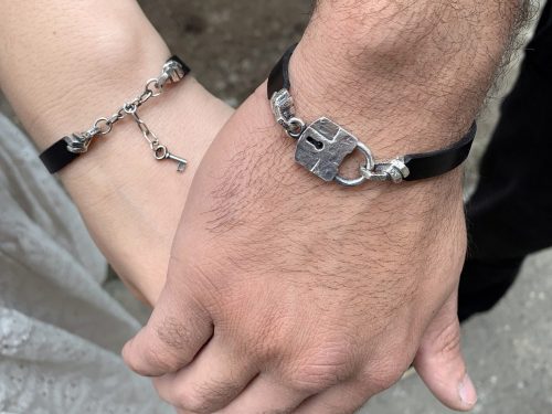 Lock and Key Bracelets for Couple, Set of 2 Bracelets