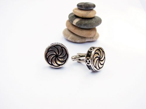 Sterling Silver Cufflinks for Men Wheel of Eternity