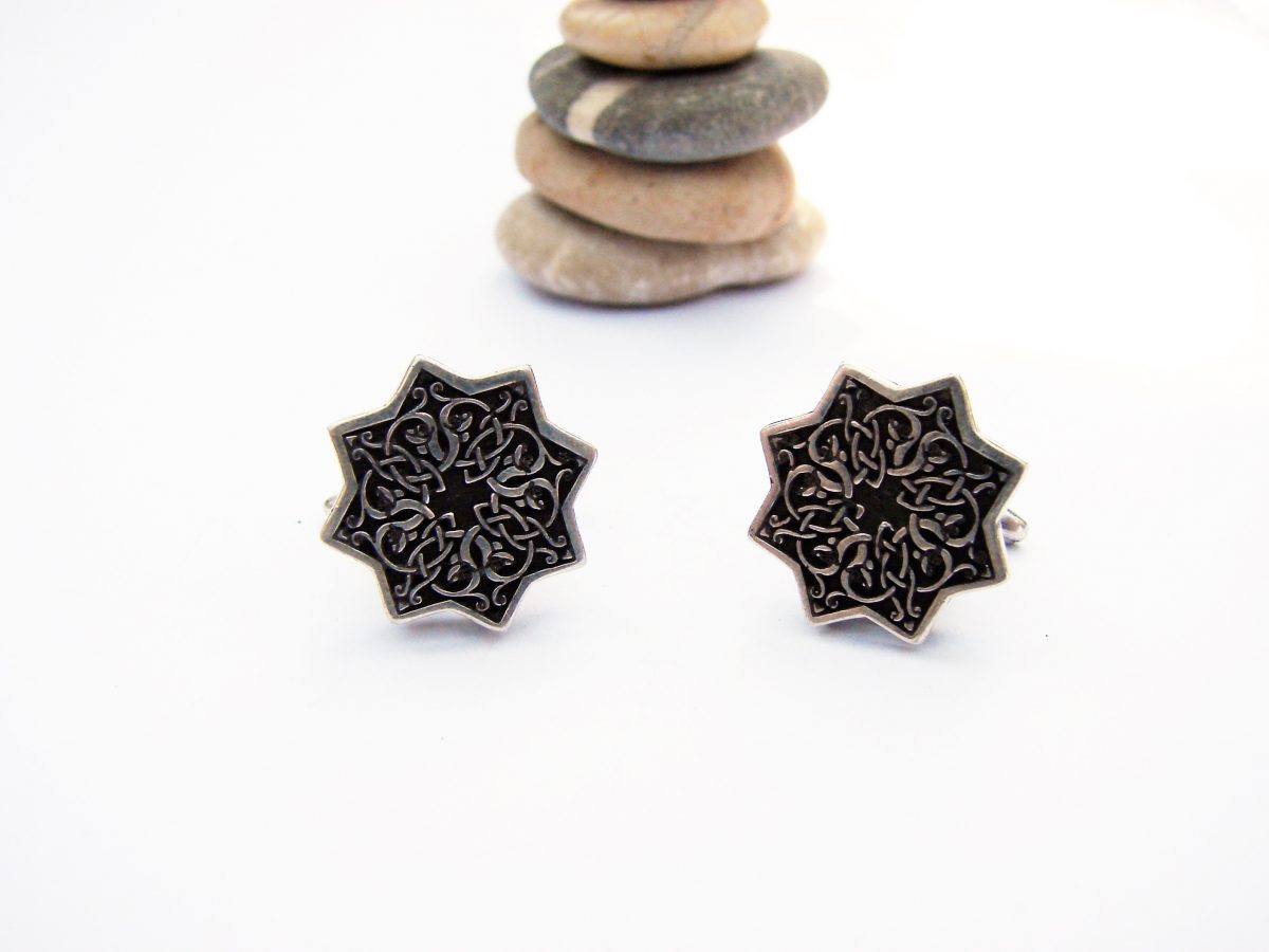 Men's Cufflinks Sterling Silver 925 with beautiful ornament