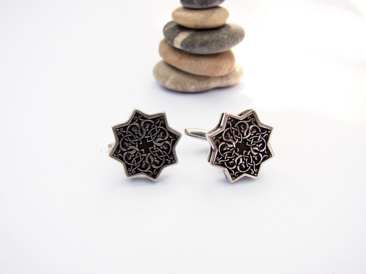 Men's Cufflinks Sterling Silver 925 with beautiful ornament