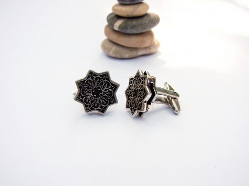 Men's Cufflinks Sterling Silver 925 with beautiful ornament