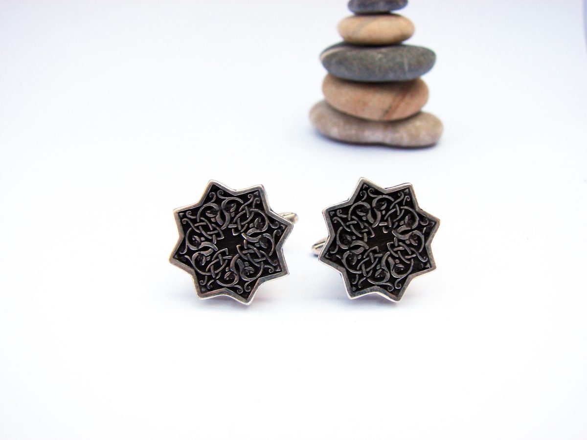 Men's Cufflinks Sterling Silver 925 with beautiful ornament
