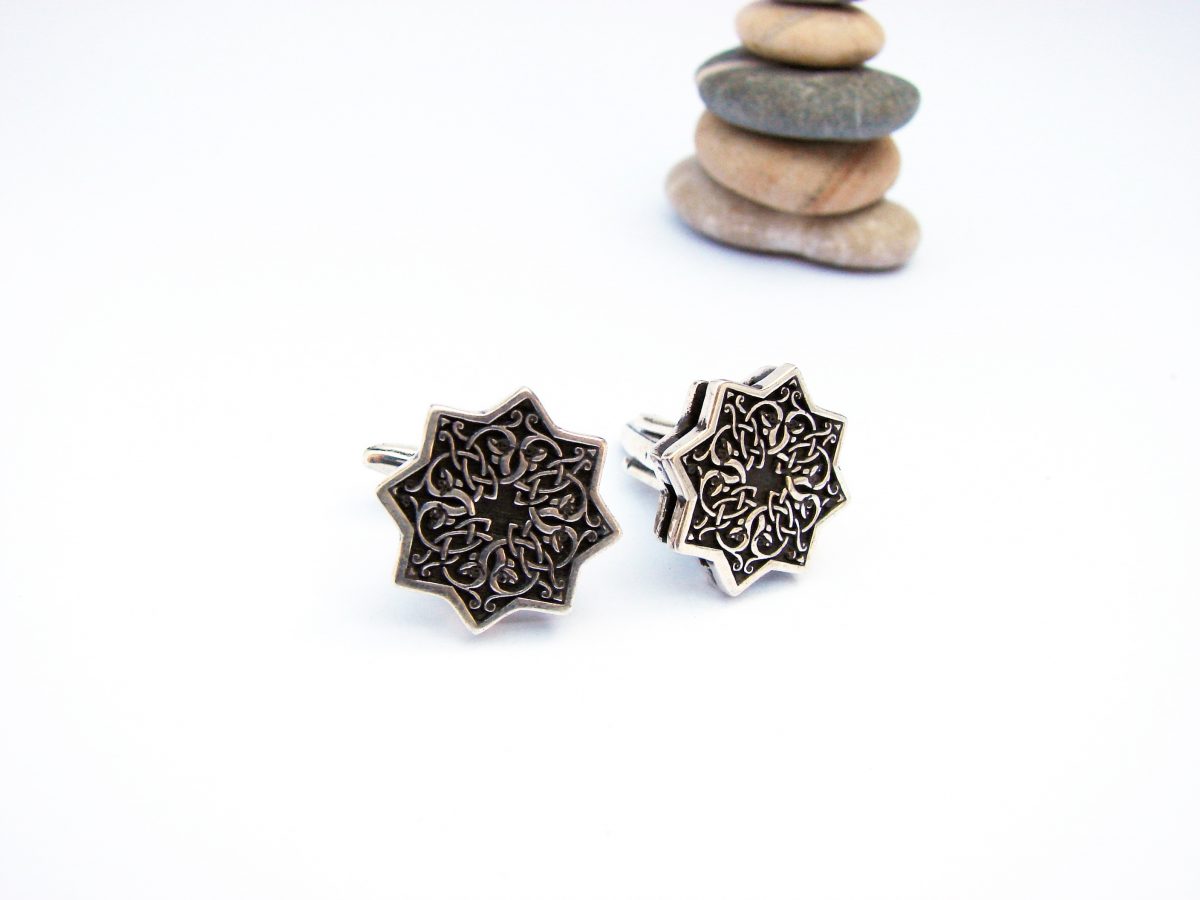 Men's Cufflinks Sterling Silver 925 with beautiful ornament