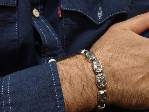 Massive Men's Bracelet Symbols and Petroglyphs Sterling Silver 925, Heavy Bracelet