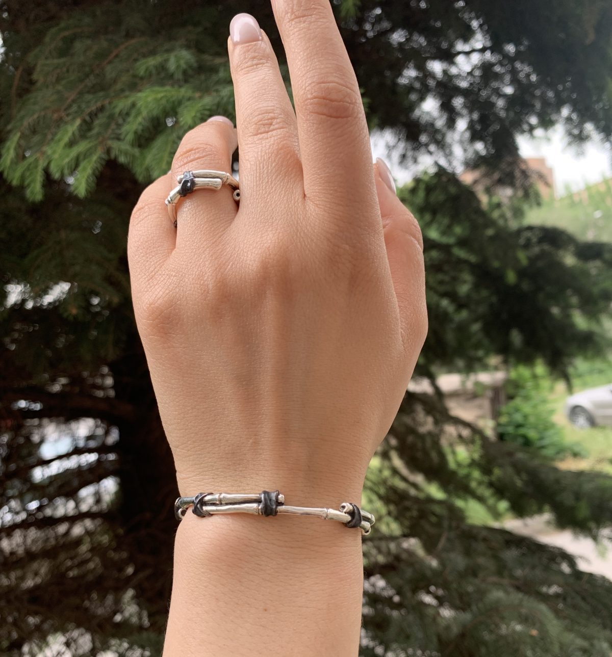 Cuff Bracelet Bamboo For Women Sterling Silver 925