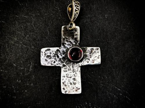 Silver Rustic Hammered Cross, Sterling Silver 925 Cross Pendant, Religious Gift