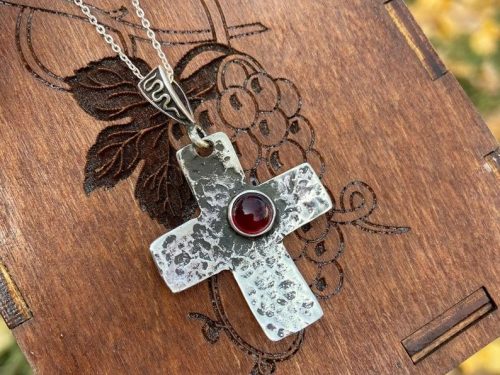 Silver Rustic Hammered Cross, Sterling Silver 925 Cross Pendant, Religious Gift