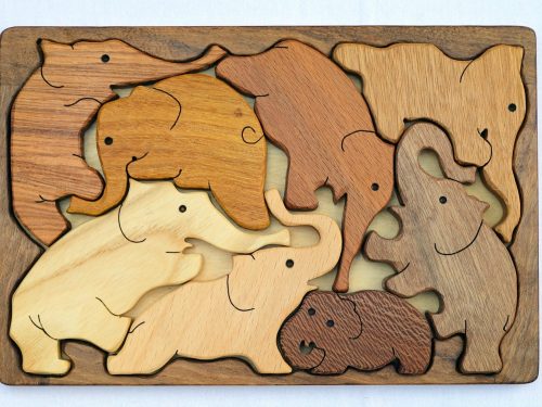 Elephants Wooden Puzzle Toy, Puzzle Wooden Еducational Toy for Kids