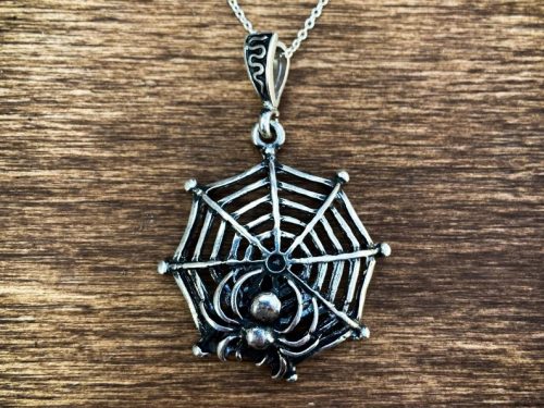 Silver Spider Web Pendant
