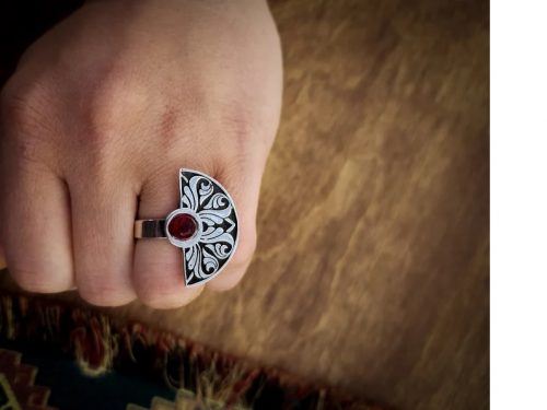 Silver Ethnic Style Ring, Open Adjustable Ring
