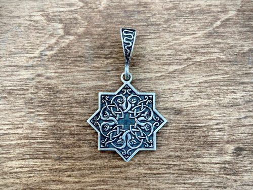 Armenian Pendant Eight pointed Star Sterling Silver 925