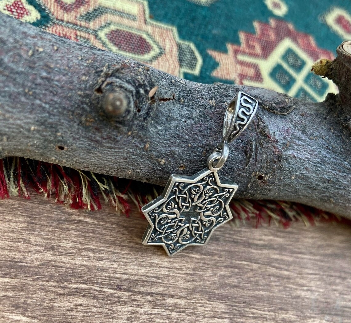Armenian Pendant Eight pointed Star Sterling Silver 925