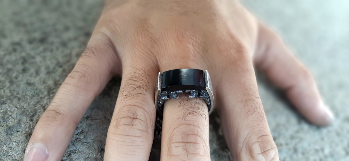 Ring for Men Aries Sterling Silver 925, Men's Onyx Ring