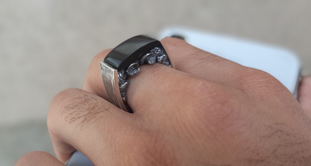 Ring for Men Aries Sterling Silver 925, Men's Onyx Ring