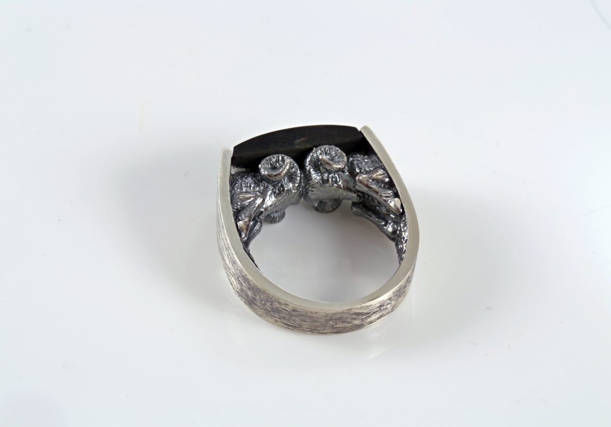 Ring for Men Aries Sterling Silver 925, Men's Onyx Ring