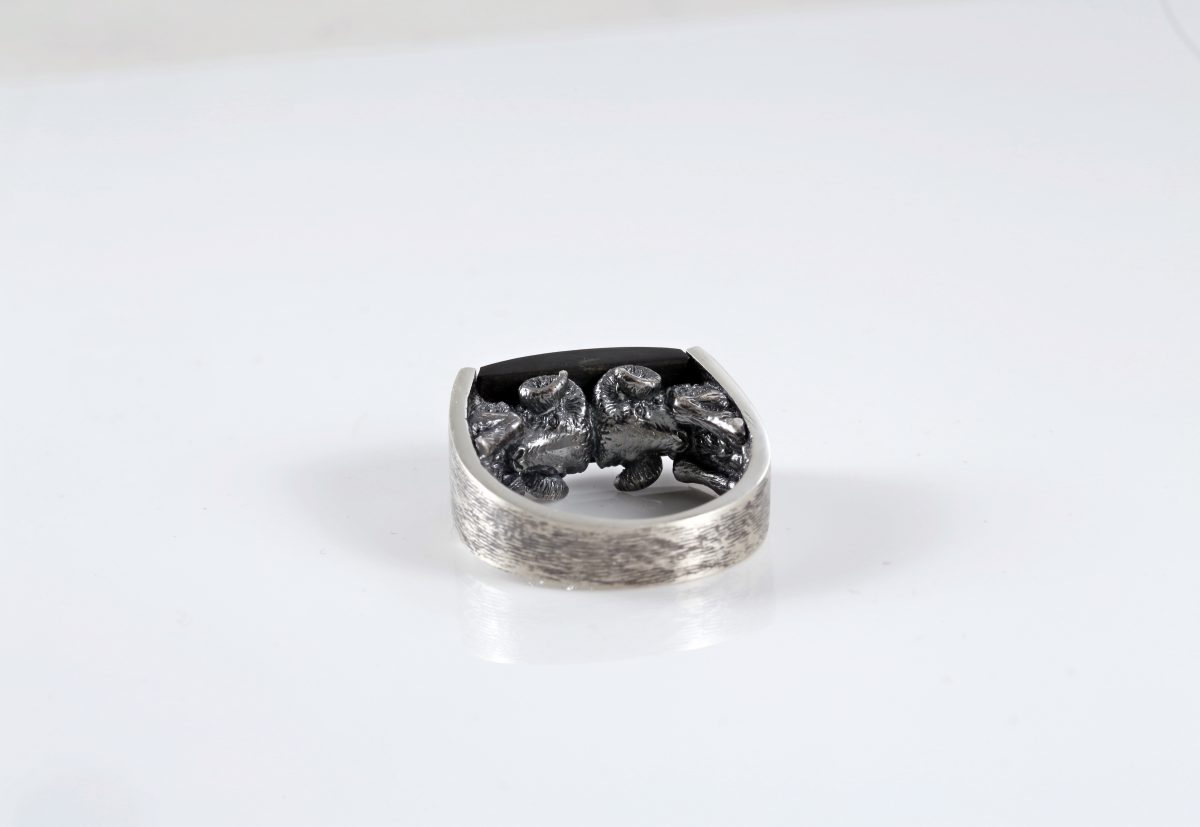 Ring for Men Aries Sterling Silver 925, Men's Onyx Ring