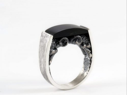 Ring for Men Aries Sterling Silver 925, Men's Onyx Ring
