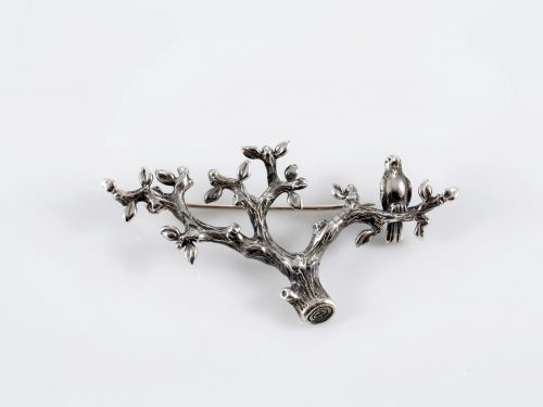 Brooch Bird on the Tree Sterling Silver 925, Bird Brooch