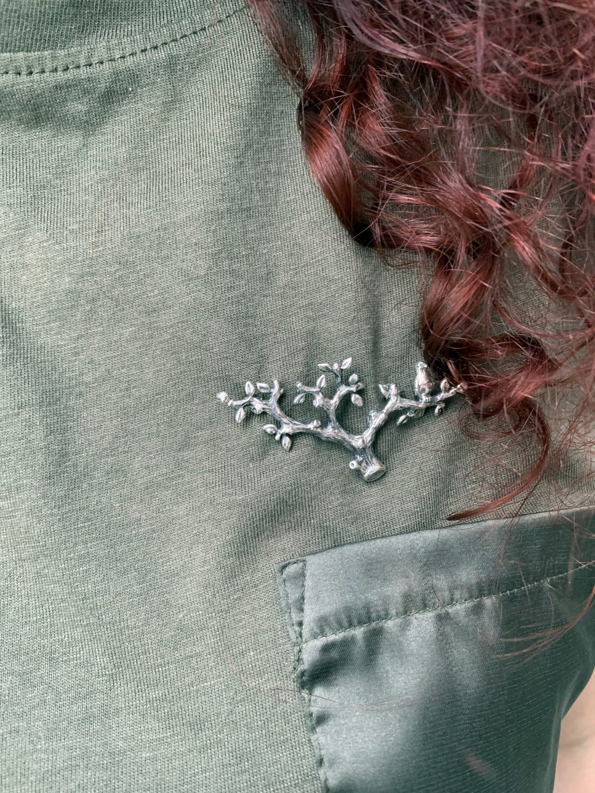 Brooch Bird on the Tree Sterling Silver 925, Bird Brooch