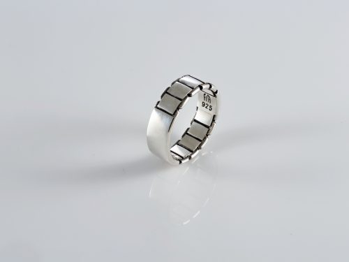 Band Ring Chain for Men Sterling Silver 925, Minimalist Men's Ring, Brutalist Ring