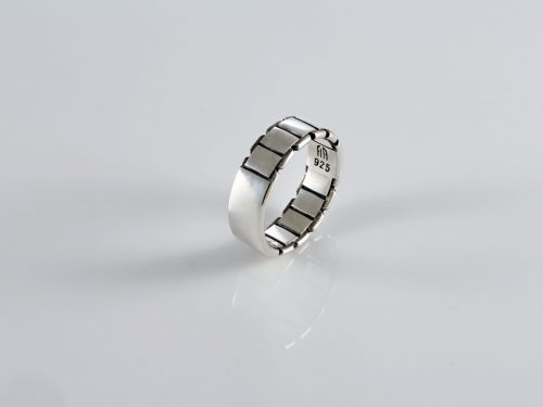 Band Ring Chain for Men Sterling Silver 925, Minimalist Men's Ring, Brutalist Ring