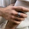 Band Ring Chain for Men Sterling Silver 925, Minimalist Men's Ring, Brutalist Ring