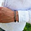 Men's Leather Bracelet and Silver Bar