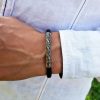 Men's Leather Bracelet and Silver Bar
