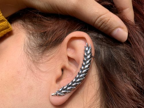 Stud Cuff Earrings Wheat Spike Sterling Silver 925